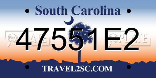 47551E2 South Carolina License Plate