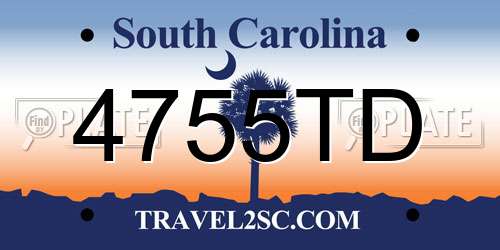 4755TD South Carolina License Plate