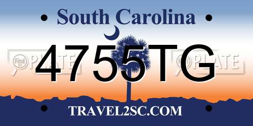 4755TG South Carolina License Plate