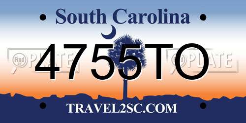 4755TO South Carolina License Plate