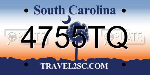 4755TQ South Carolina License Plate