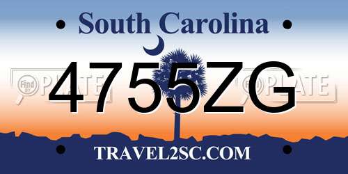 4755ZG South Carolina License Plate