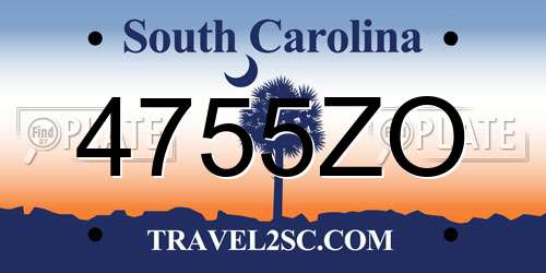 4755ZO South Carolina License Plate