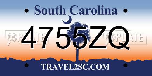 4755ZQ South Carolina License Plate