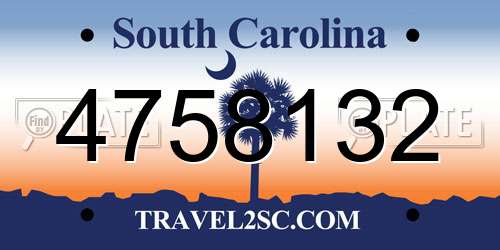 4758132 South Carolina License Plate