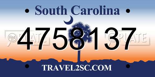 4758137 South Carolina License Plate