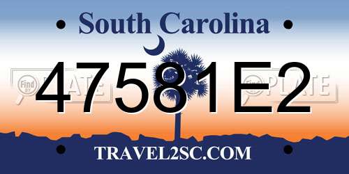 47581E2 South Carolina License Plate