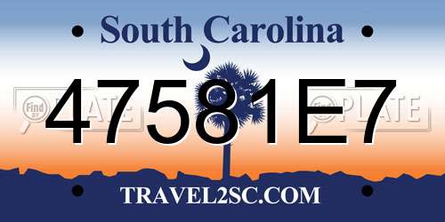 47581E7 South Carolina License Plate