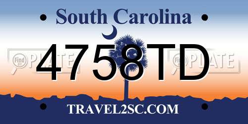 4758TD South Carolina License Plate