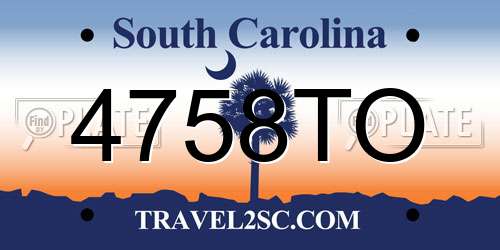 4758TO South Carolina License Plate