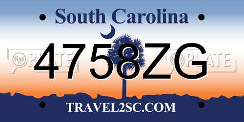 4758ZG South Carolina License Plate
