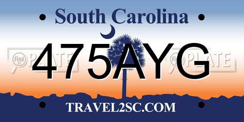 475AYG South Carolina License Plate