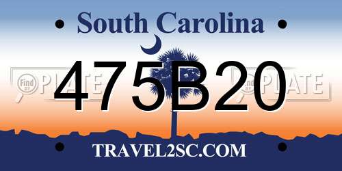 475B20 South Carolina License Plate