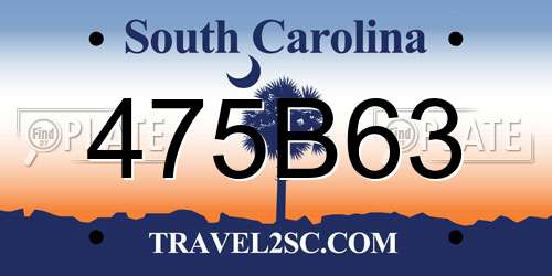 475B63 South Carolina License Plate