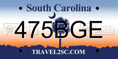 475BGE South Carolina License Plate