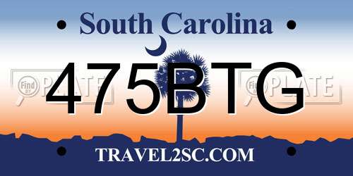 475BTG South Carolina License Plate