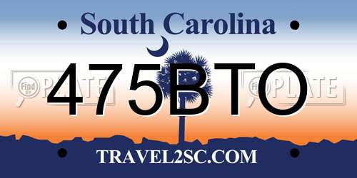 475BTO South Carolina License Plate