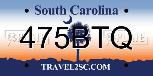 475BTQ South Carolina License Plate