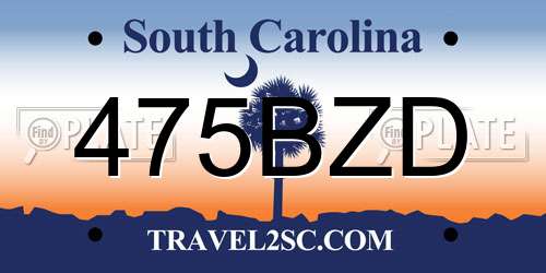 475BZD South Carolina License Plate