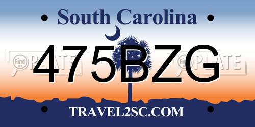 475BZG South Carolina License Plate