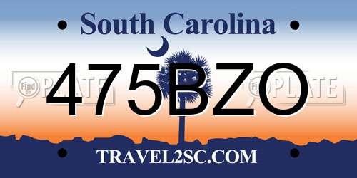 475BZO South Carolina License Plate