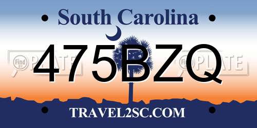 475BZQ South Carolina License Plate