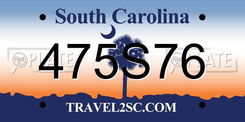 475S76 South Carolina License Plate
