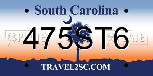 475ST6 South Carolina License Plate