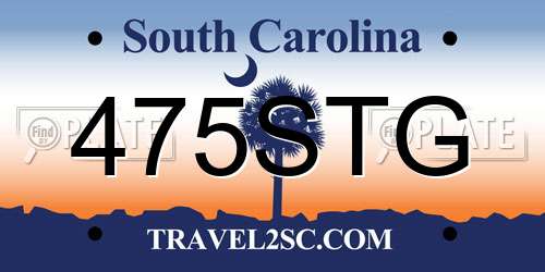 475STG South Carolina License Plate