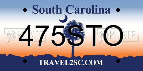 475STO South Carolina License Plate