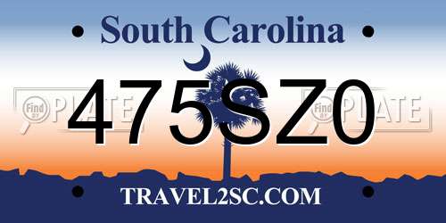 475SZ0 South Carolina License Plate