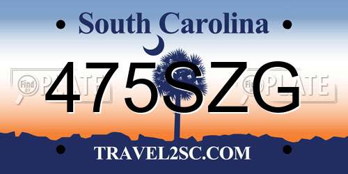 475SZG South Carolina License Plate