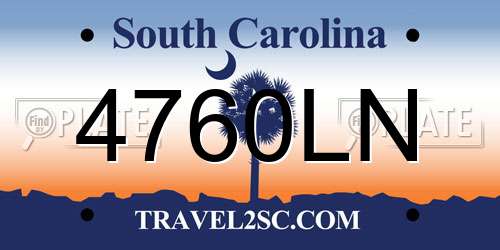 4760LN South Carolina License Plate