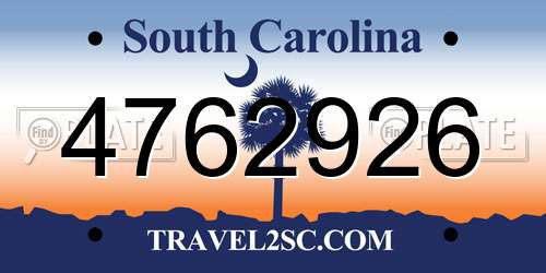 4762926 South Carolina License Plate
