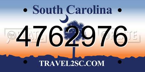4762976 South Carolina License Plate