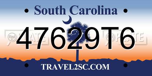 47629T6 South Carolina License Plate