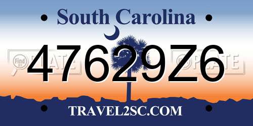 47629Z6 South Carolina License Plate