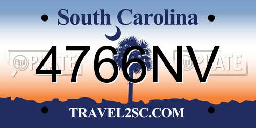 4766NV South Carolina License Plate