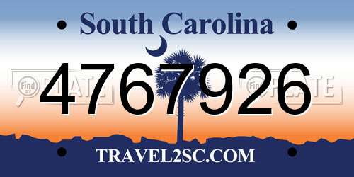 4767926 South Carolina License Plate