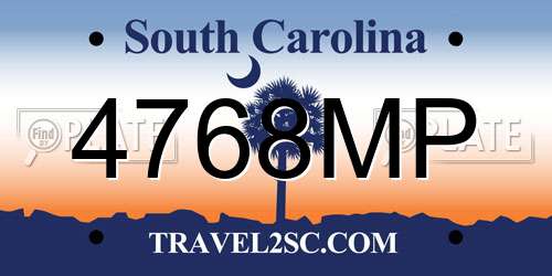 4768MP South Carolina License Plate