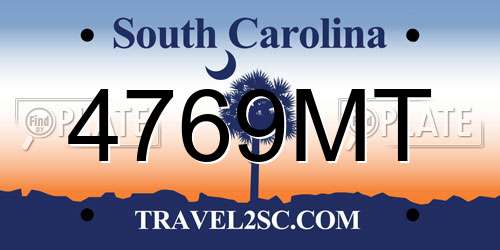 4769MT South Carolina License Plate