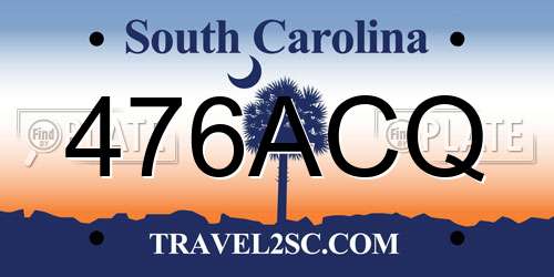 476ACQ South Carolina License Plate