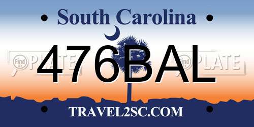 476BAL South Carolina License Plate