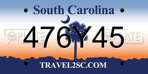 476Y45 South Carolina License Plate
