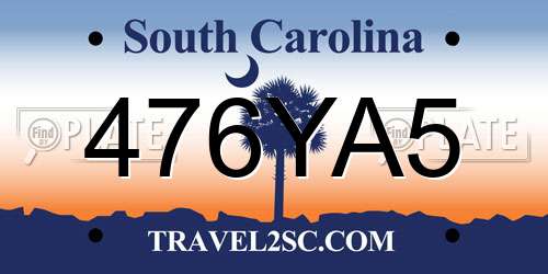 476YA5 South Carolina License Plate
