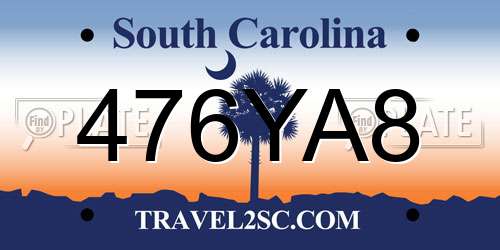 476YA8 South Carolina License Plate