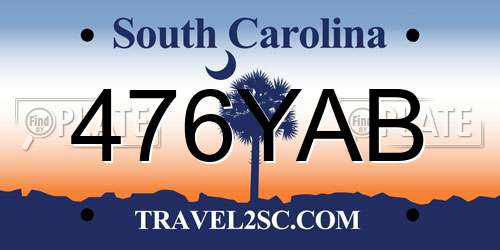 476YAB South Carolina License Plate