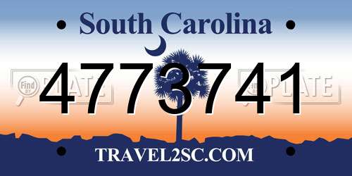 4773741 South Carolina License Plate