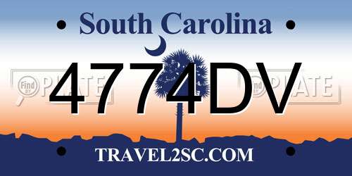 4774DV South Carolina License Plate
