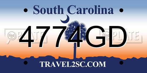 4774GD South Carolina License Plate